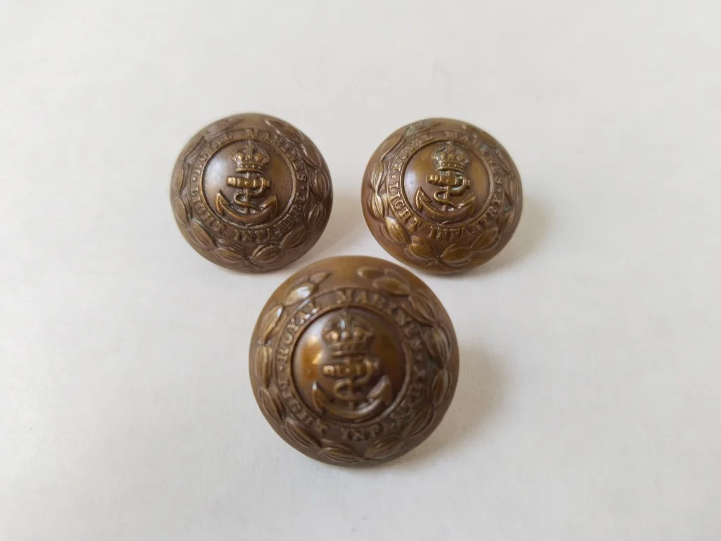 3 WWI Royal Marines Light Infantry Uniform Bronze Buttons 2