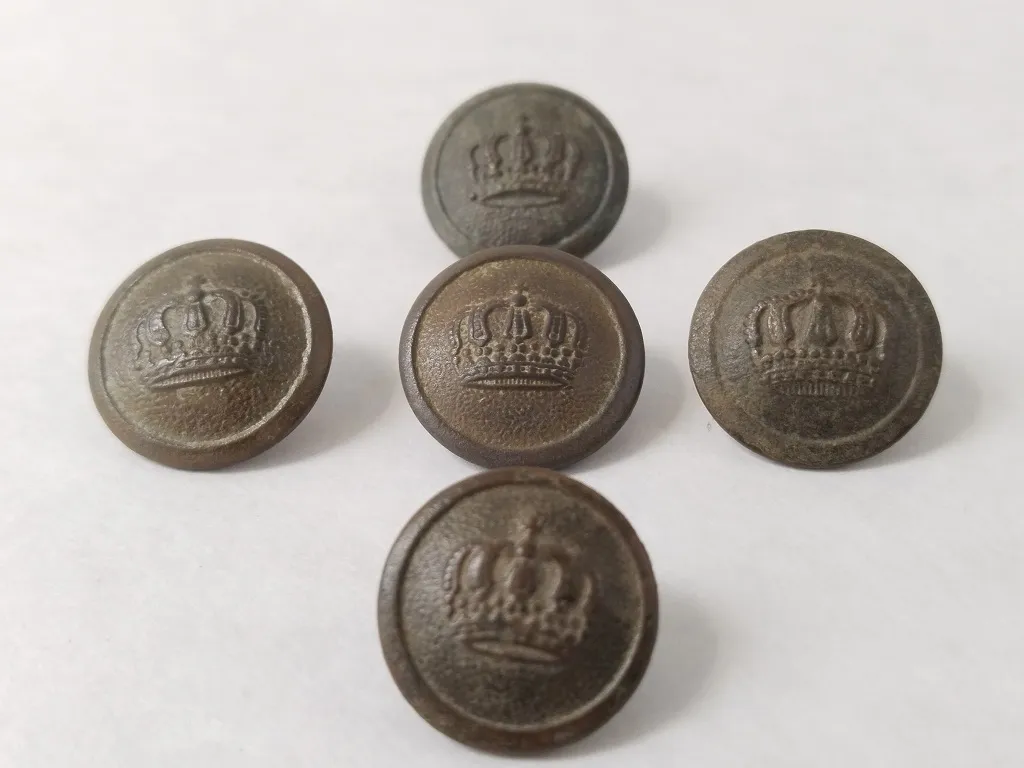 Antique Military Buttons Kingdom of Romania King Carol I Steel Crown Symbol