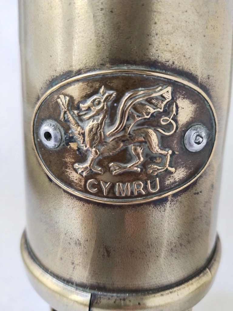 Antique Welsh Miners Lamp CYMRU Original Old Miner's Brass 1