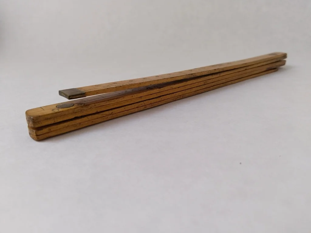 French Folding Meter Ruler wood and brass Carpenter's 7