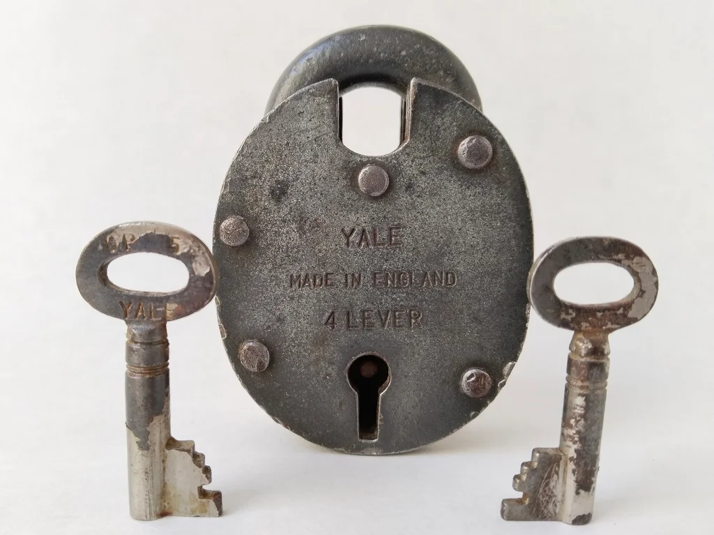 Old Yale Padlock With Two Keys Vintage Circa