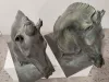 Pair of Medici Riccardi Horse Heads Verdigris Cast Bronze Replicas