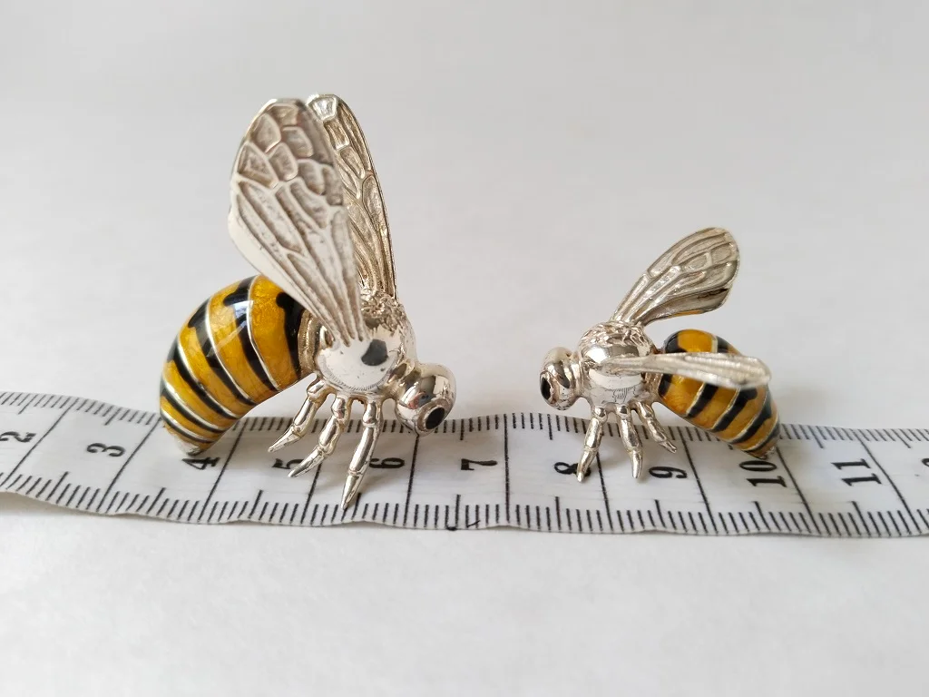 Saturno Sterling Silver And Enamel Wasps Figurines 19.1gr 16
