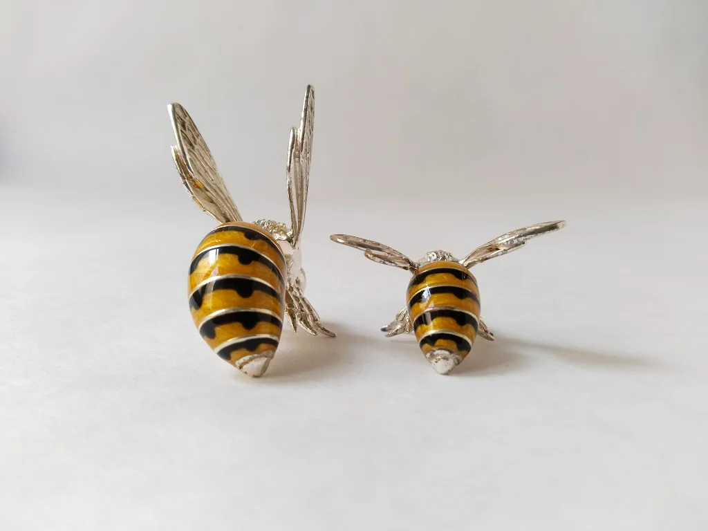 Saturno Sterling Silver And Enamel Wasps Figurines 19.1gr 3