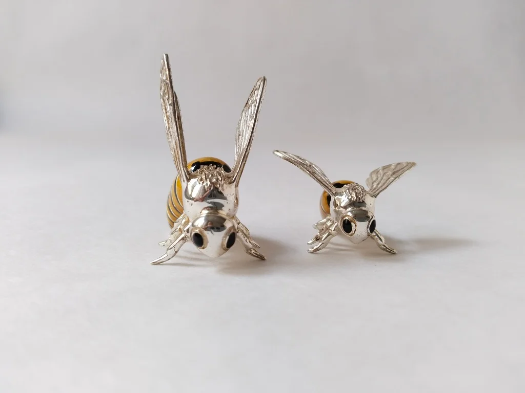Saturno Sterling Silver And Enamel Wasps Figurines 19.1gr 4
