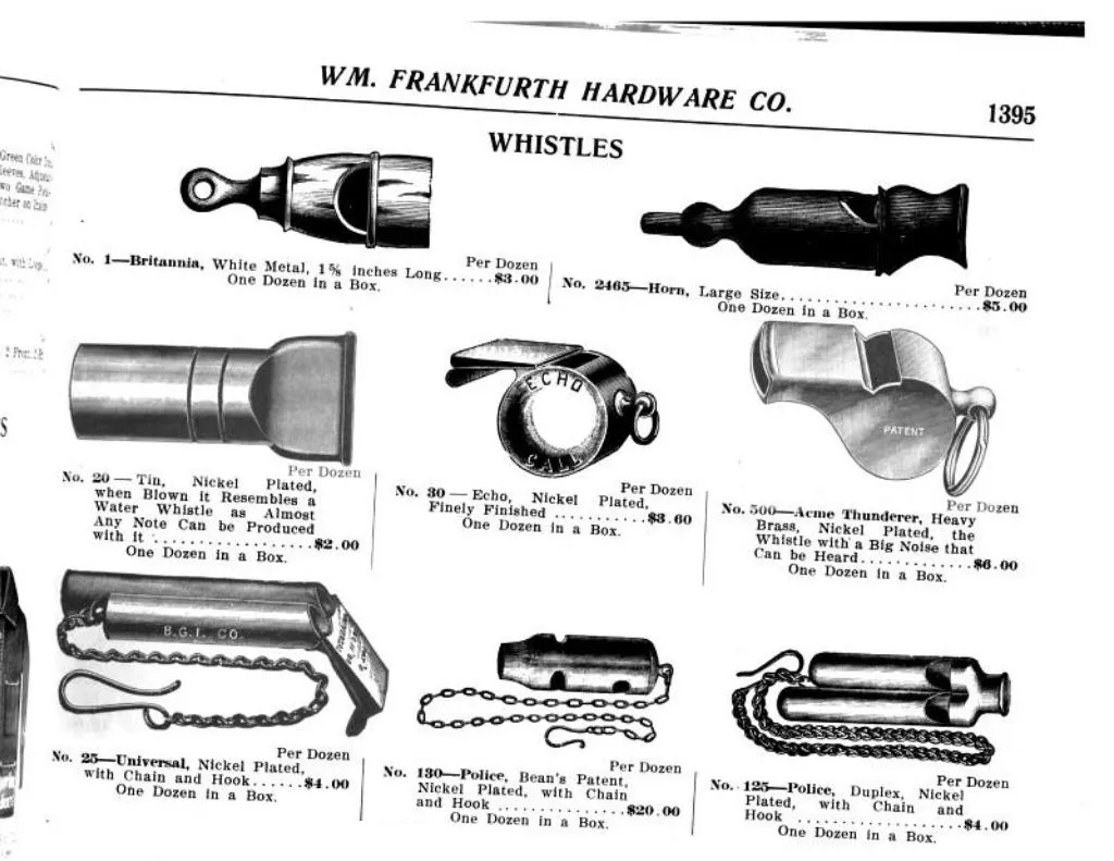 A 1917 advertisement for Acme whistles, showcasing their dominance in sports and official use.