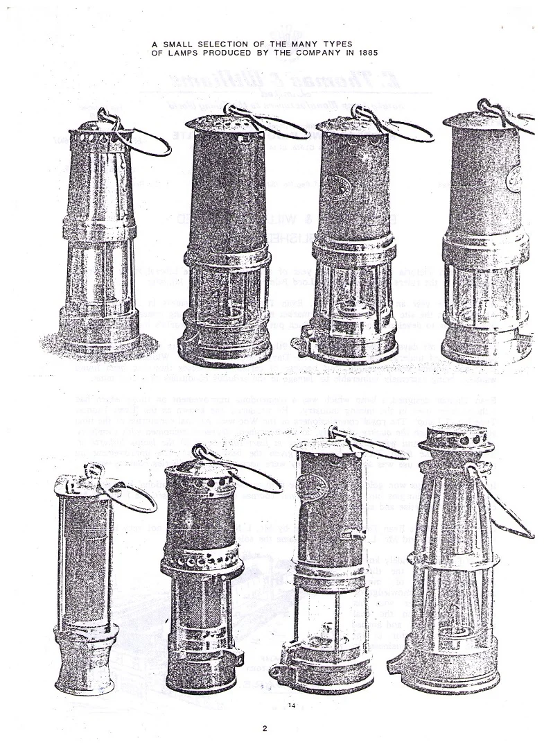 Ein Sortiment an verschiedenen Lampen Modelle hergestellt von E. Thomas and Williams Limited in 1885.