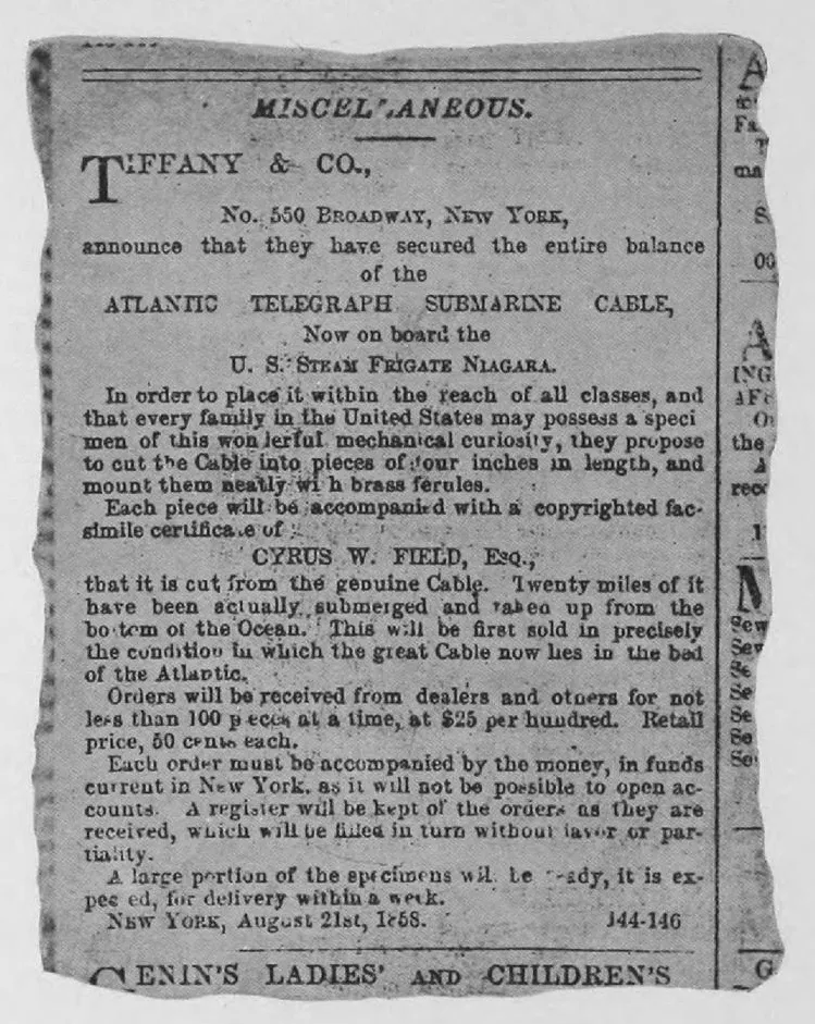 Anzeige aus Frank Leslie's Weekly vom 11. September 1858.