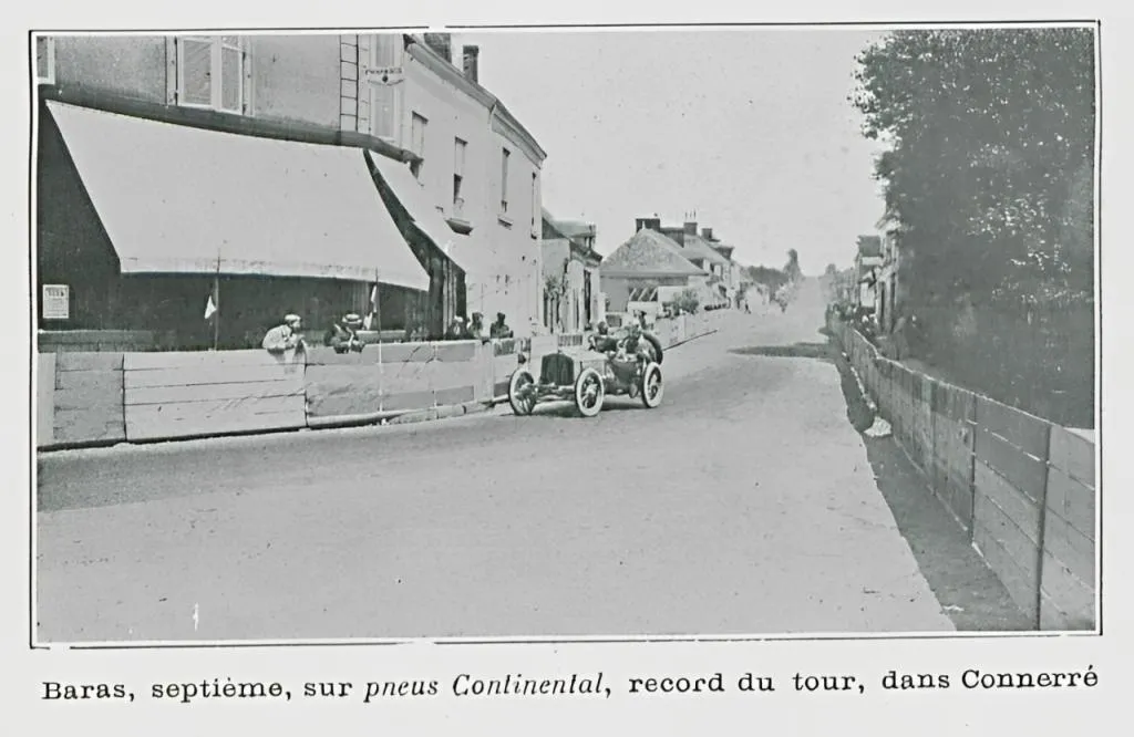 Baras, seventh place, on Continental tires, lap record in Connerre, Le Grand Prix l'Automobile-Clud de France 1906.