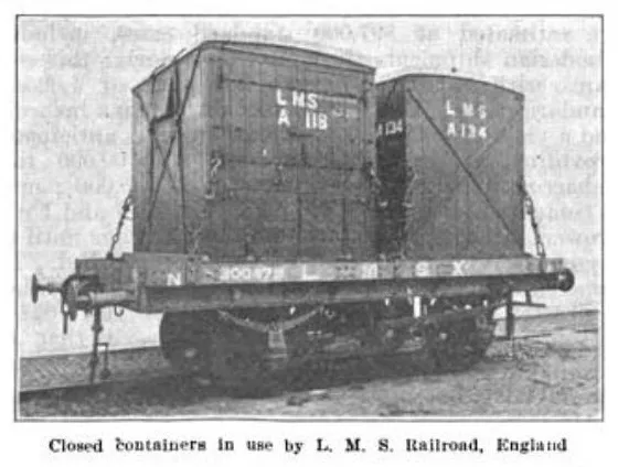 Closed containers in use by L.M.S. Railroad, England, 1923