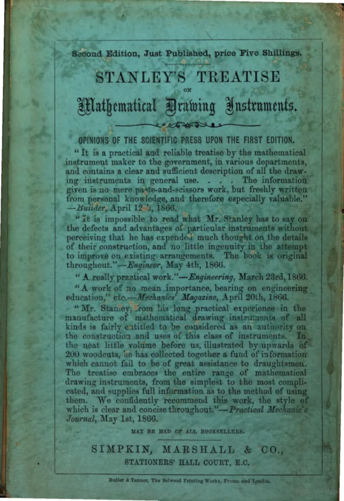 Stanleys Abhandlung über mathematische Zeichengeräte – ein unverzichtbares Werk für Ingenieure und Studenten.