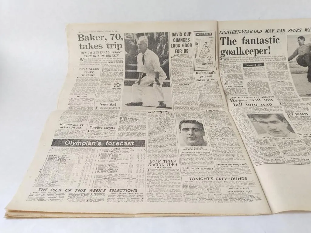 An issue of the Evening Standard from January 18, 1966, featuring an article about Percy Baker's historic Australian tour.