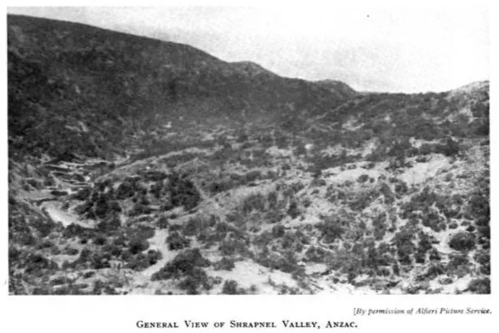 Shrapnel Valley, one of the deadliest locations in the Gallipoli Campaign, where many Royal Marines lost their lives.