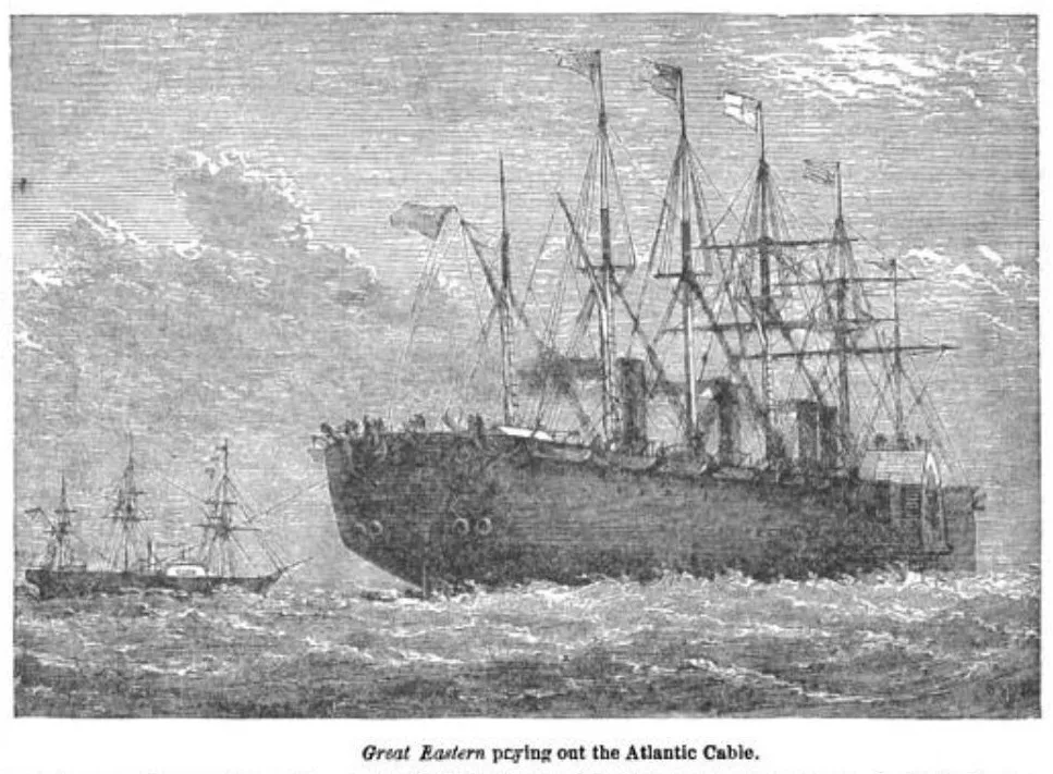 Die Great Eastern verlegt das Atlantikkabel, 1858.