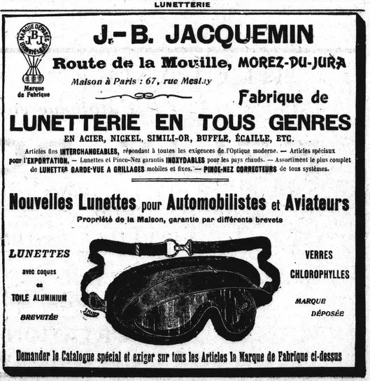 A 1928 advertisement highlighting J.-B. Jacquemin’s success in the Tourist Trophy races, emphasizing their superior performance in extreme conditions.