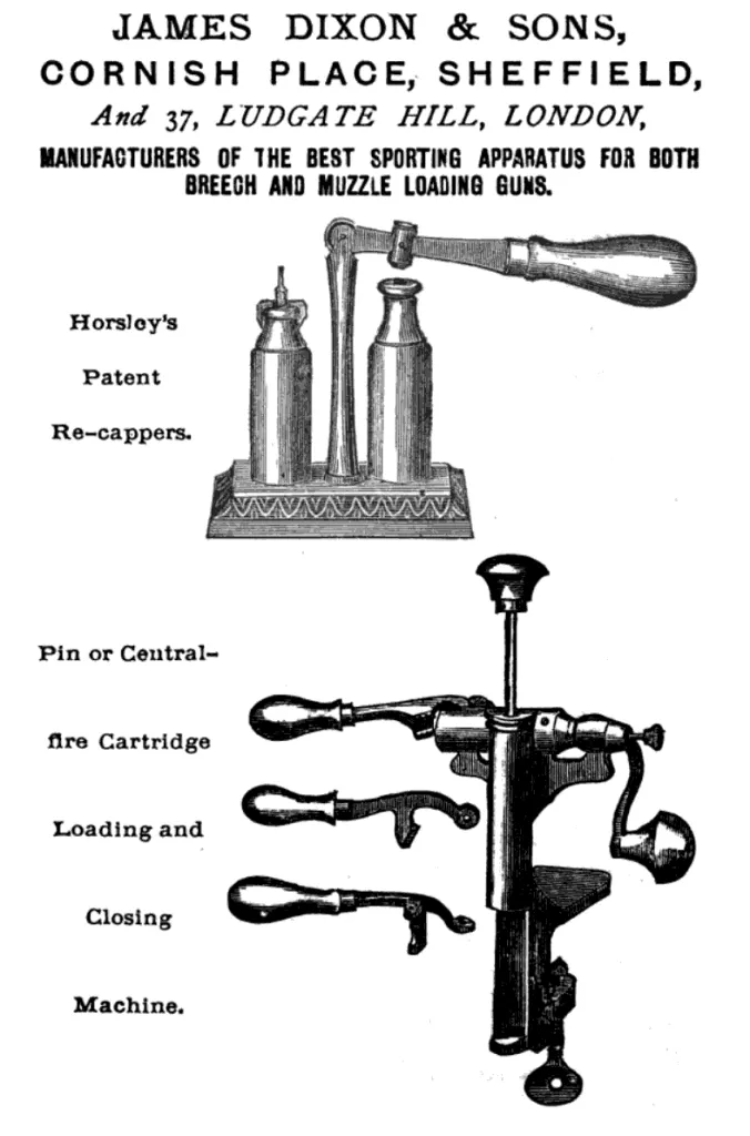 Dixon’s expertise extended to crafting precision sporting equipment for breech- and muzzle-loading guns.