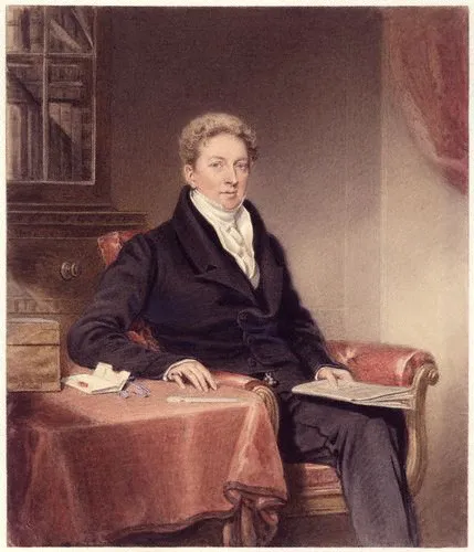 A portrait of John William Norie (1772–1843), the renowned hydrographer and mathematician who shaped maritime navigation through his publications and charts.