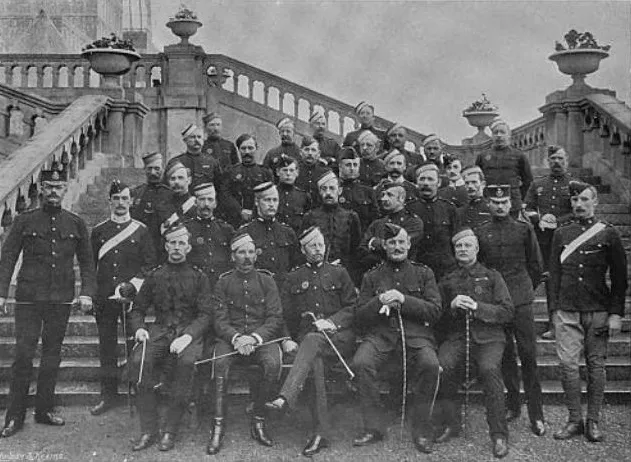 Officers and staff of Yeomanry Regiments during the time of the Church Parade at Sydenham, 1898