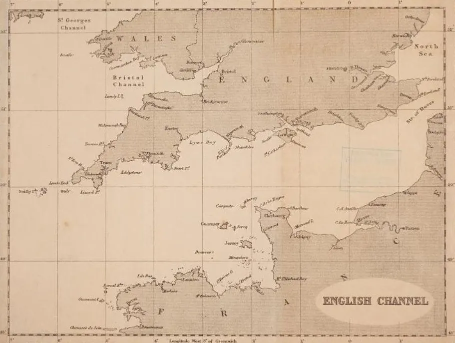 front page map of Sailing Directions for the English Channel, James Imray & Son, 1874