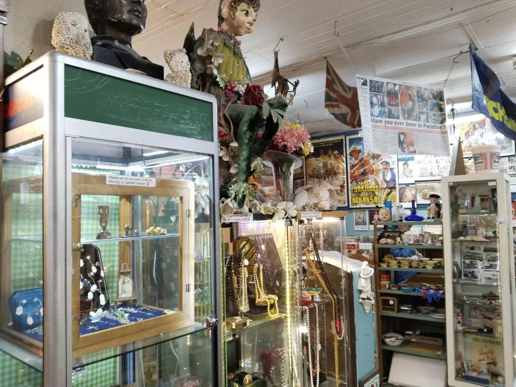 A glimpse inside the eclectic showroom of Snoopers Paradise Antique Center in Brighton.