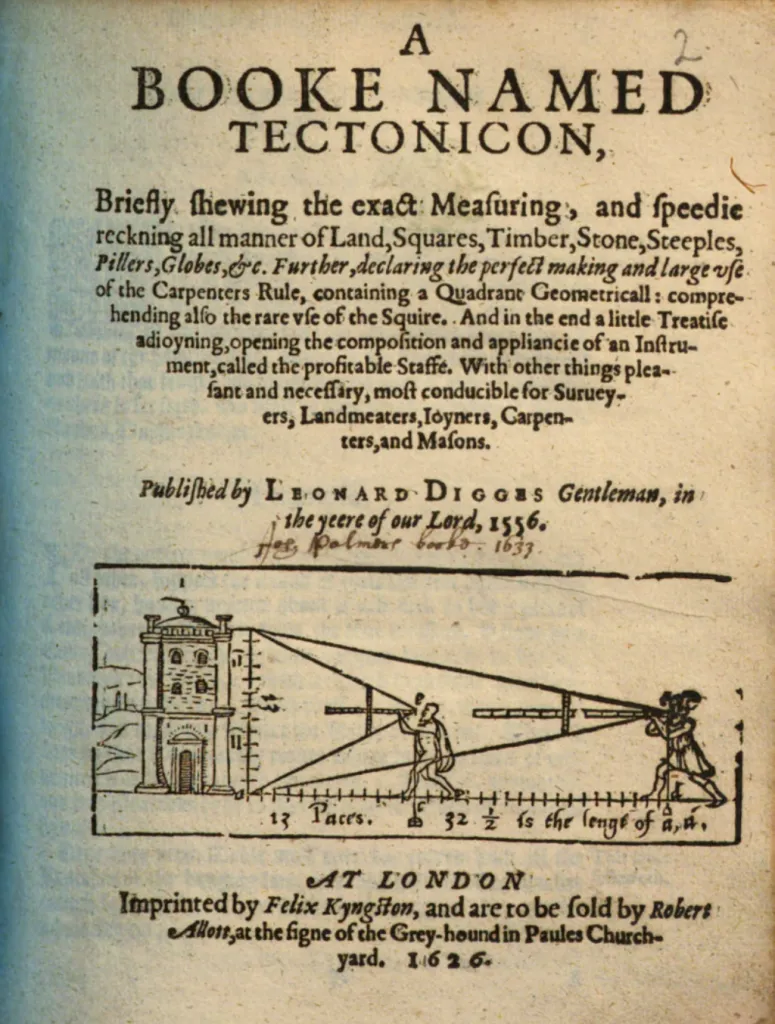 Leonard Digges' Tectonicon (1556) – one of the earliest references to instruments used for measuring angles.