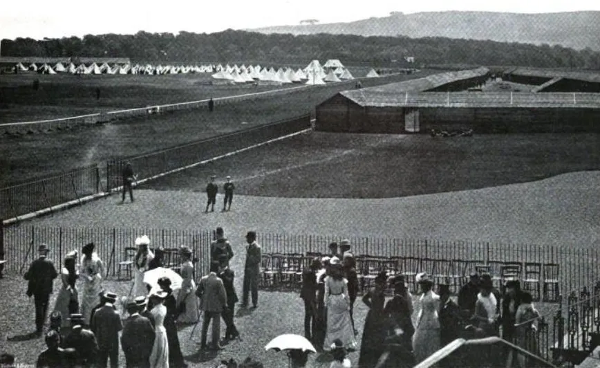 The annual training of The Ayrshire Imperial Yeomantry, General view of the camp and stables