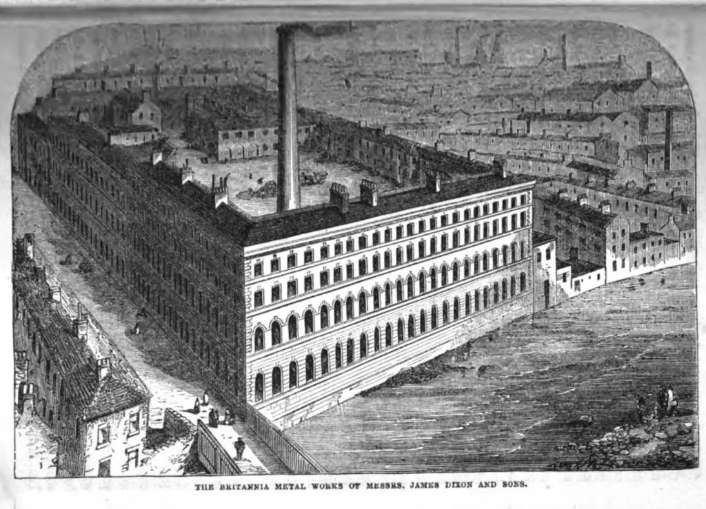 The Britannia Metal Works of James Dixon & Sons, an enduring symbol of Sheffield’s industrial might.