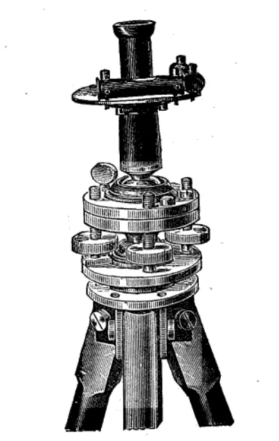 A theodolite securely fitted into a specialized holder, ensuring precision adjustments and stability during measurements